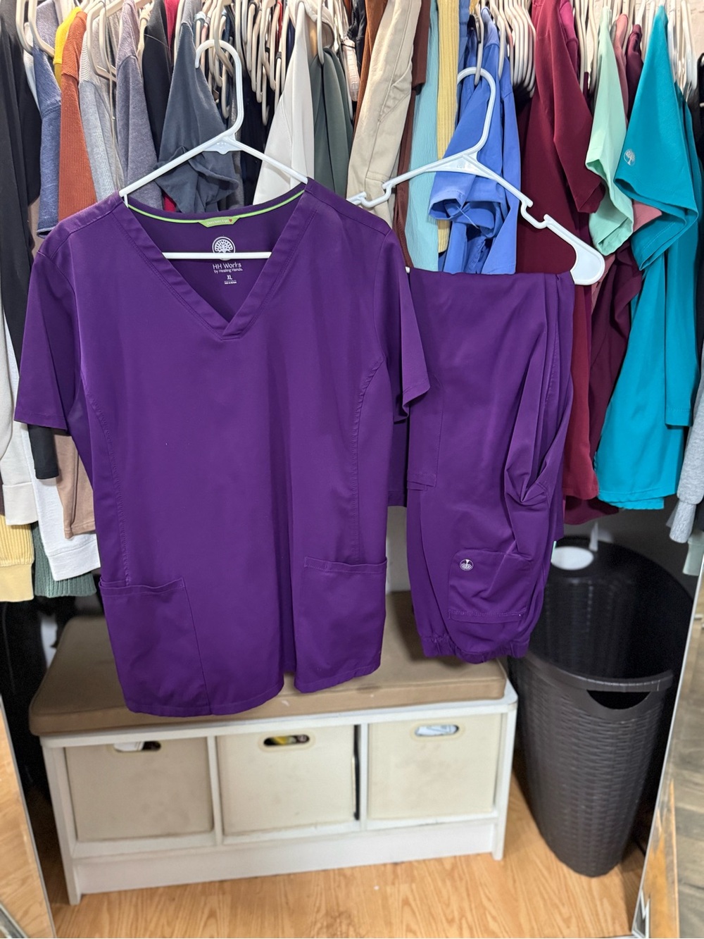 Healing hands Purple Scrub Top & Pants Set